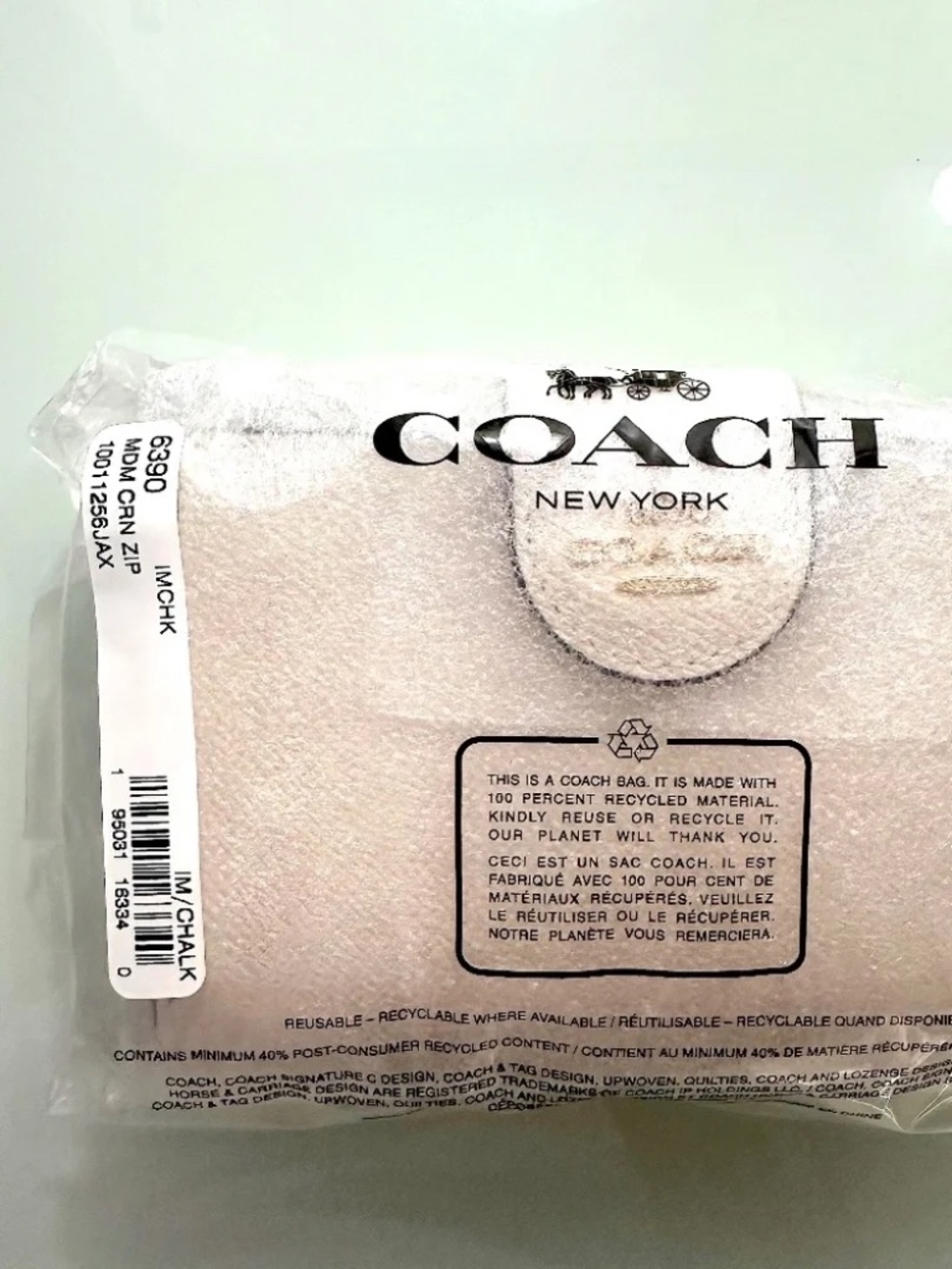 COACH Wallet Medium Corner Zip in WHITE (NEW)